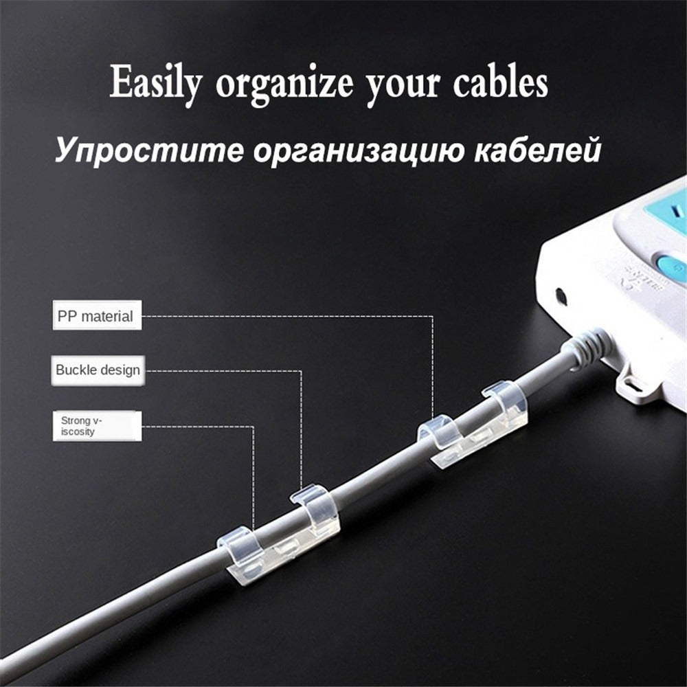 20pcs Self-Adhesive Wire Clip Stickers – Clear Cable Organizer Clip