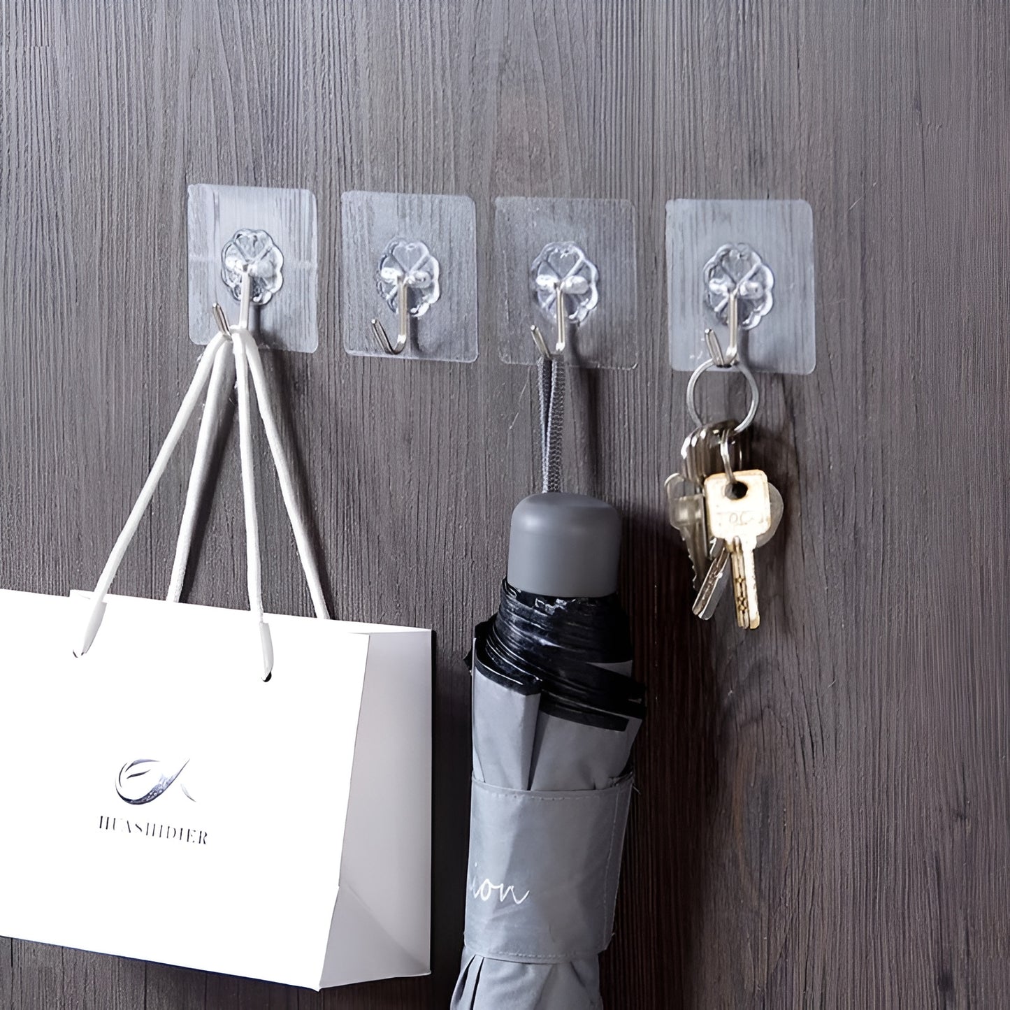 Transparent Self-Adhesive Wall Hooks  Pack of 10