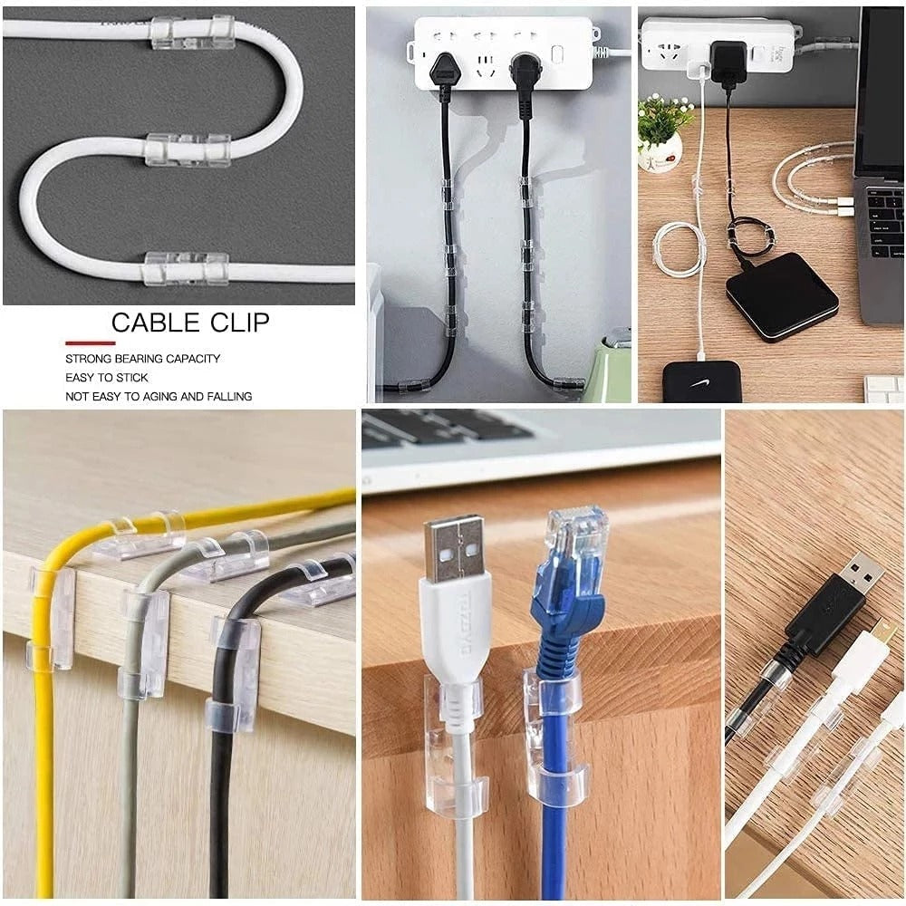 20pcs Self-Adhesive Wire Clip Stickers – Clear Cable Organizer Clip