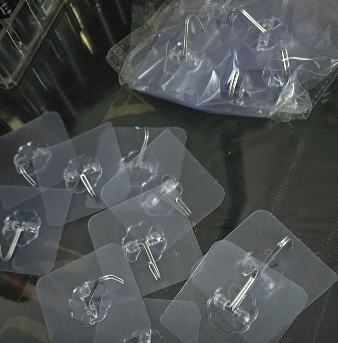 Transparent Self-Adhesive Wall Hooks  Pack of 10