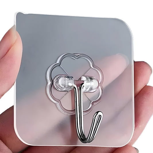 Transparent Self-Adhesive Wall Hooks  Pack of 10