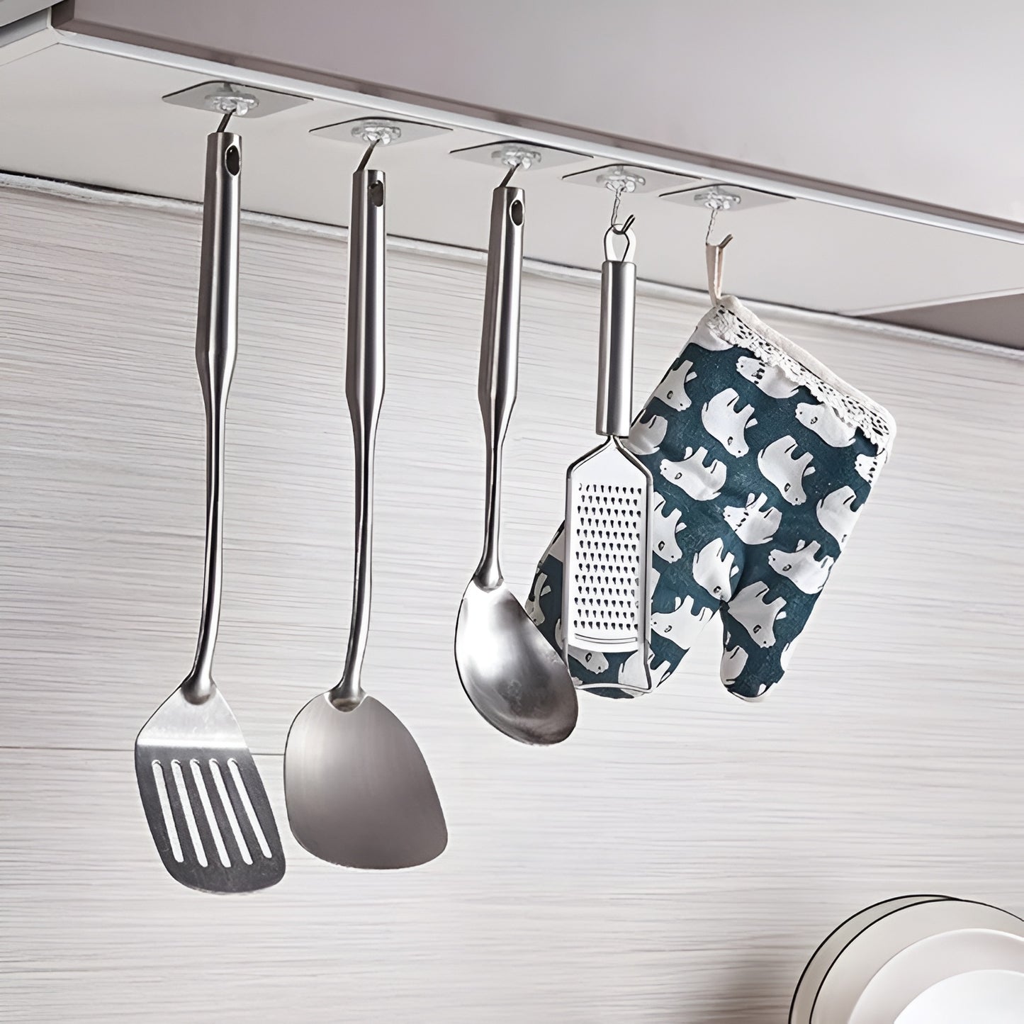 Transparent Self-Adhesive Wall Hooks  Pack of 10