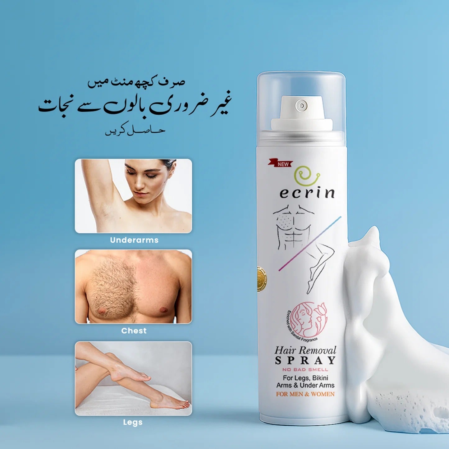 New Ecrin Hair Removal Foaming Spray - (200ml)