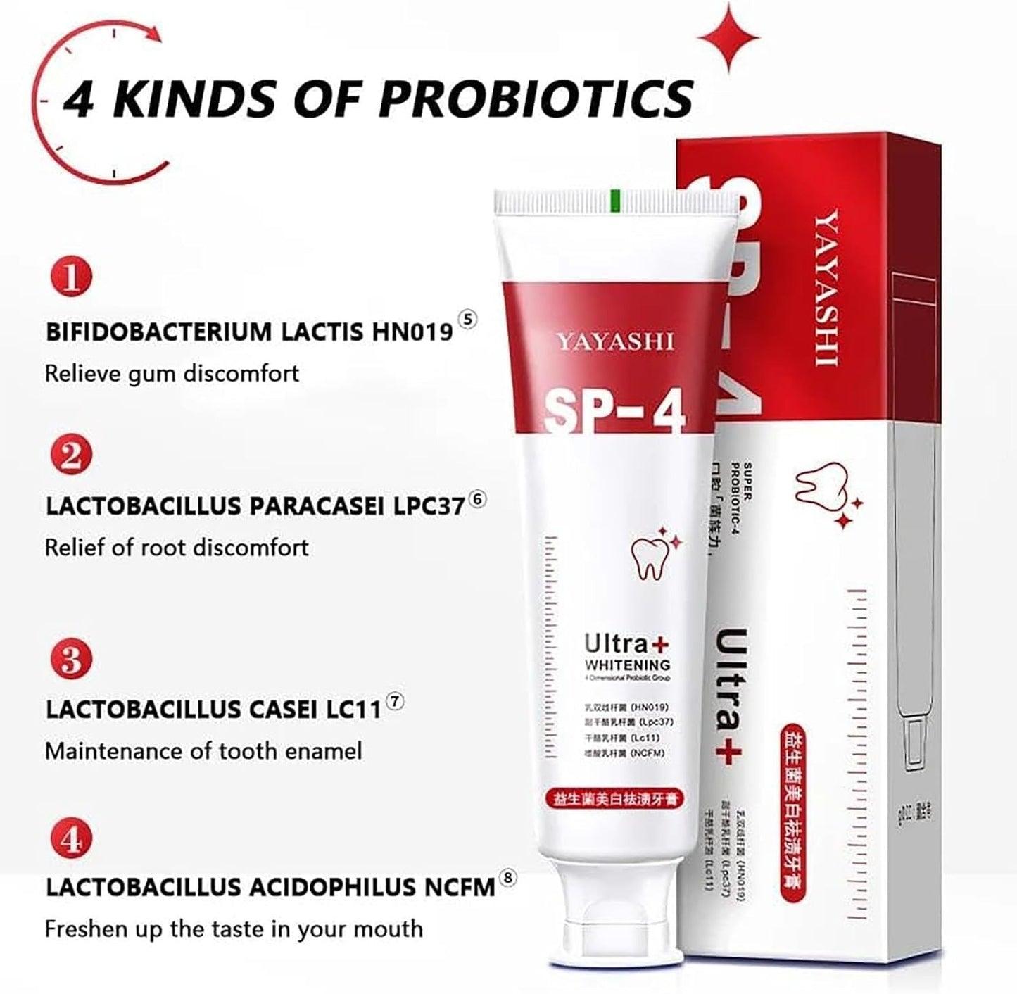 Premium YAYASHI SP-4 Ultra Whitening Probiotic Toothpaste –